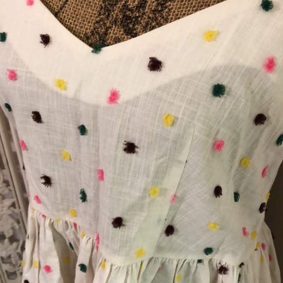 H&M Strappy White V NeckTop Multicolor Dots Sz 10 - Picture 2 of 8